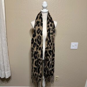 Leopard Print Scarf - Brown and Black